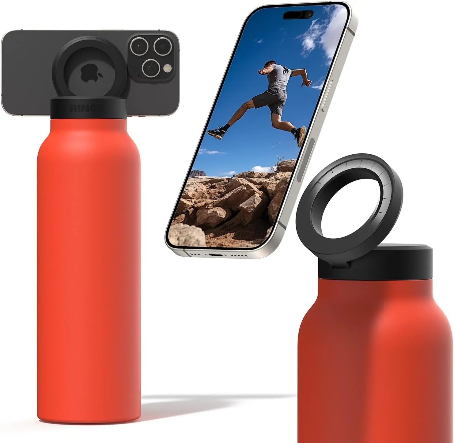 Stay Hydrated in Style: 24Oz Insulated Water Bottle with Magnetic Phone Mount & Sip Straw Lid for Effortless Daily Use