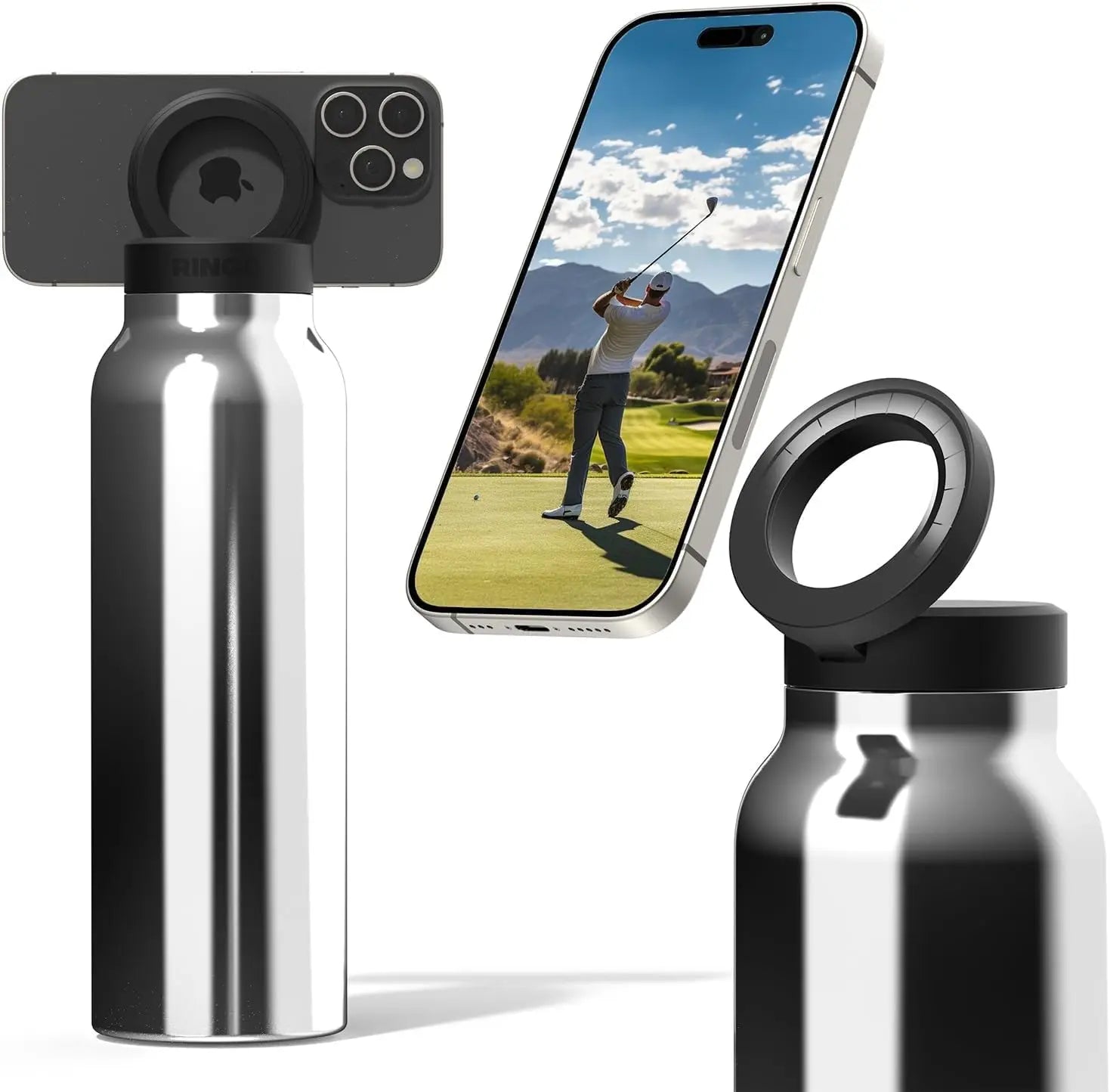 Stay Hydrated in Style: 24Oz Insulated Water Bottle with Magnetic Phone Mount & Sip Straw Lid for Effortless Daily Use