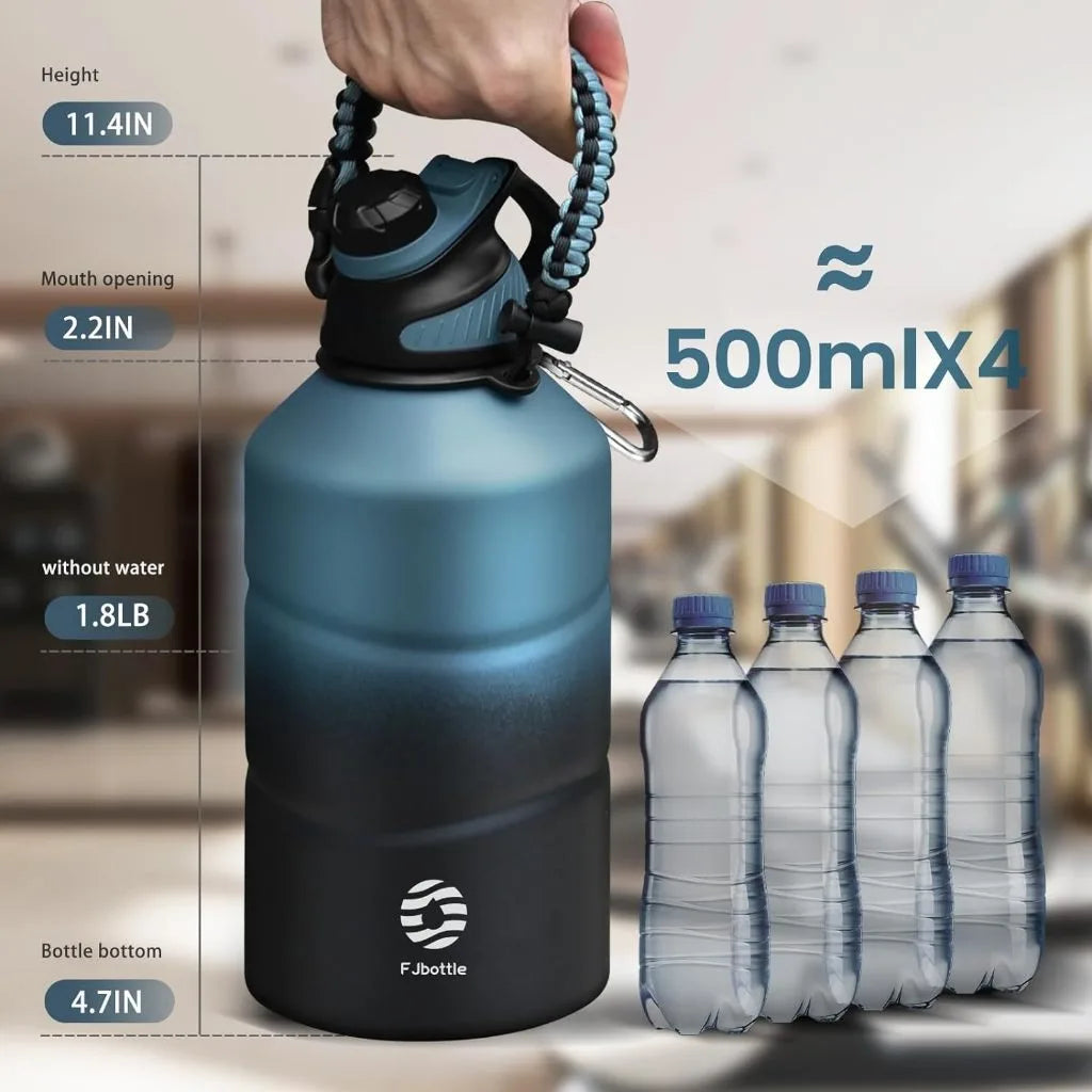 Stay Hydrated in Style with Our 1.9L Large Capacity Stainless Steel Thermal Water Bottle - Perfect for Hot and Cold Beverages on the Go!