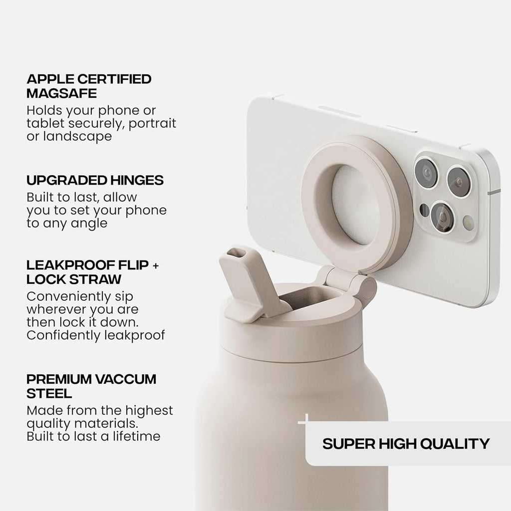 Stay Hydrated in Style: 24Oz Insulated Water Bottle with Magnetic Phone Mount & Sip Straw Lid for Effortless Daily Use