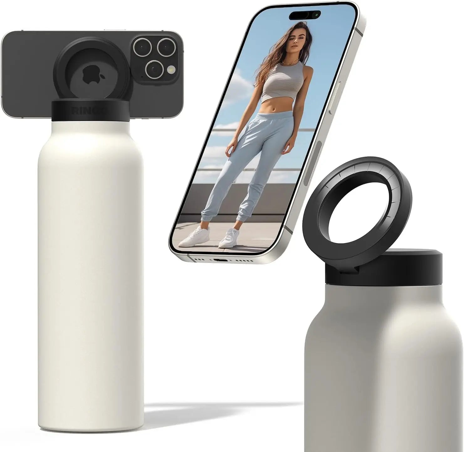 Stay Hydrated in Style: 24Oz Insulated Water Bottle with Magnetic Phone Mount & Sip Straw Lid for Effortless Daily Use