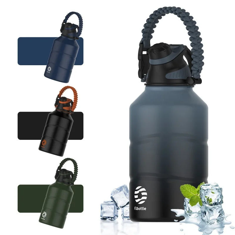 Stay Hydrated in Style with Our 1.9L Large Capacity Stainless Steel Thermal Water Bottle - Perfect for Hot and Cold Beverages on the Go!